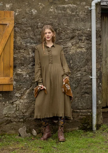 Einfarbiges Kleid „Frigg“ aus Bio-Baumwolle - fichte