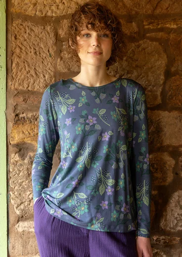 Geblümtes Shirt „Idun“ aus Lyocell/Elasthan - nebelblau