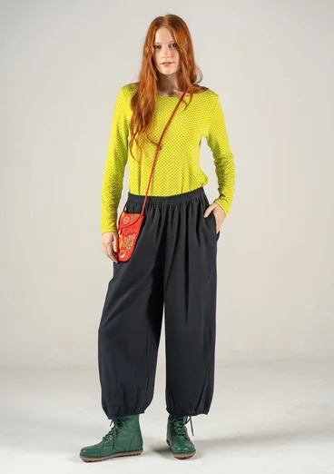 “Olivia” woven organic cotton harem trousers - black