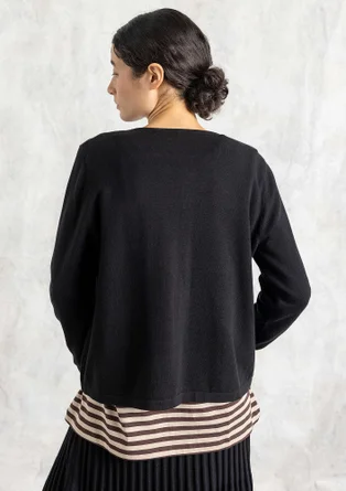 Cardigan in a blend of organic and recycled cotton - black