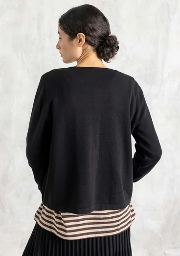Cardigan in a blend of organic and recycled cotton - black