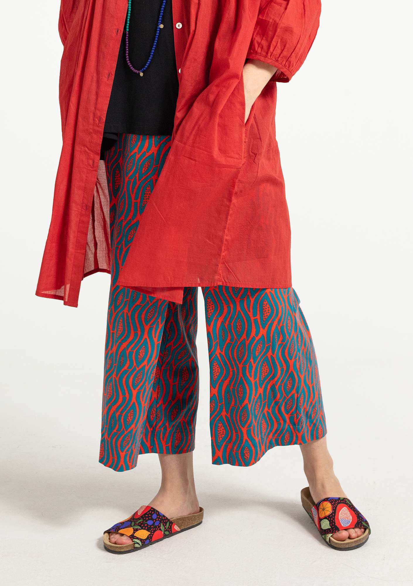 Pantalon  Zebra  en jersey de coton biologique/modal/élasthanne rouge lave thumbnail