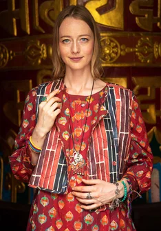 Vendbar vest «Himalaya» i økologisk bomull - agatrød