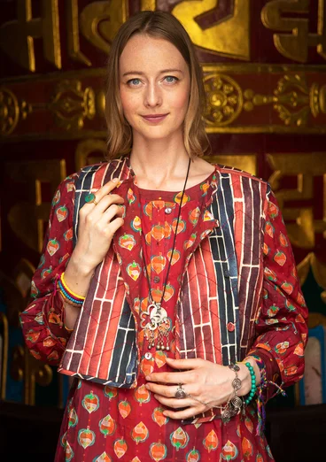 “Himalaya” organic cotton reversible waistcoat - agate red