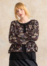Florale Strickjacke „Hillevi“ aus Bio-/Recycling-Baumwolle - schwarz