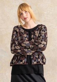 Gilet fleuri "Hillevi" en coton biologique/recyclé - noir