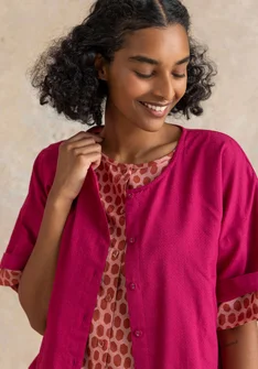 Vævet bluse "Vendela" i økologisk bomuld - cyklamen