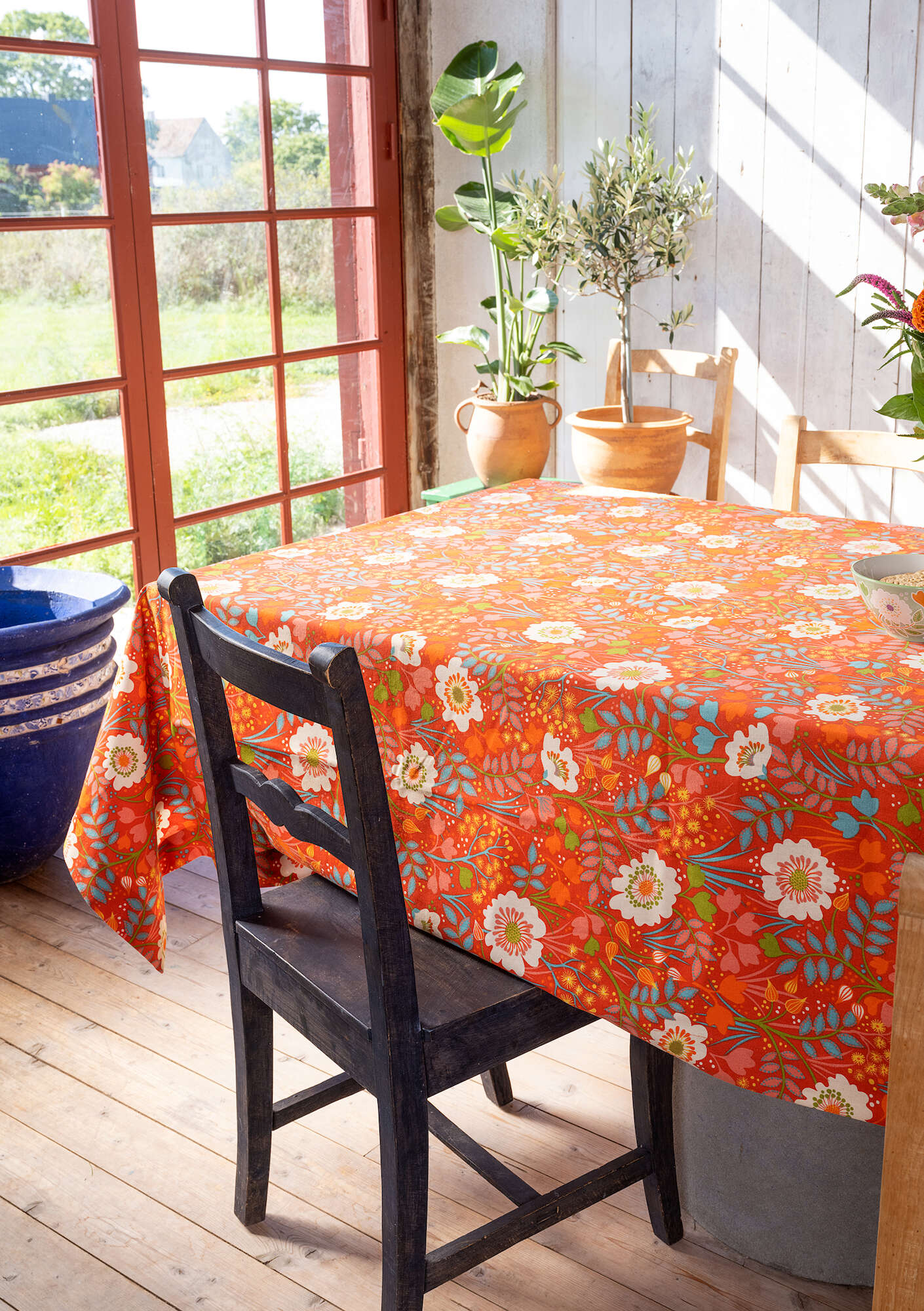 “Primavera” organic cotton tablecloth chilli