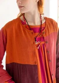 Künstlerbluse „Azores“ aus Leinen - aubergine-multi