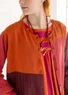 “Azores” artist’s blouse in linen (aubergine/multicoloured M)