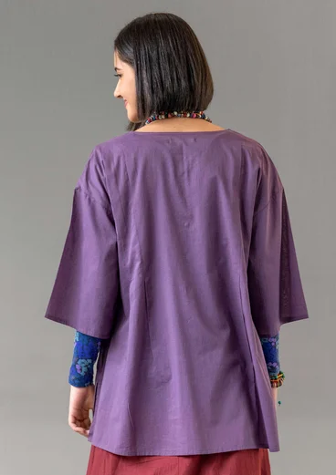 Blouse fleurie/unie "Leah" en coton biologique - lilas orageux