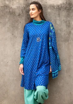 Robe "Elisabet" en jersey de coton biologique/modal - bleu porcelaine