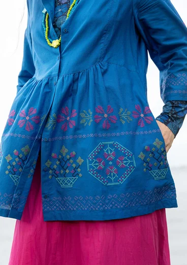 Tunika «Girlang» i økologisk bomull - klarblå