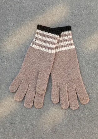 Fingerhandschuhe aus Lammwolle - taupe-melange