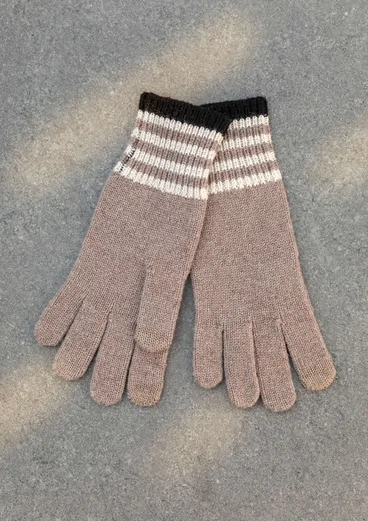 Fingerhandschuhe aus Lammwolle - taupe-melange