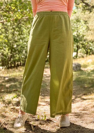 Kangashousut ekopuuvillaa - vihreäpippuri