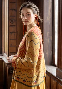 “Maria” cardigan in organic/recycled cotton - ochre