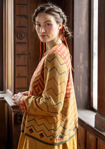“Maria” cardigan in organic/recycled cotton - ochre