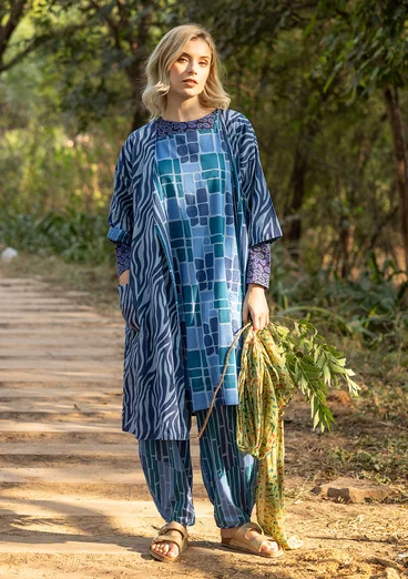 Kleid „Giraffe“ aus Bio-Baumwollgewebe - taubenblau