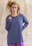 Essential striped sweater in organic cotton dark indigo/thistle thumbnail