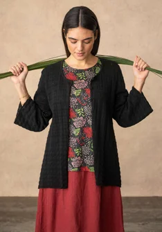 Gilet pointelle "Heiwa" en coton biologique/recyclé - noir