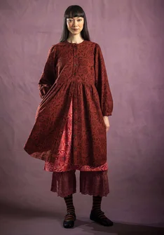 Gemustertes Kleid „Eternelle“ aus Bio-Baumwolle - curryrot-gemustert