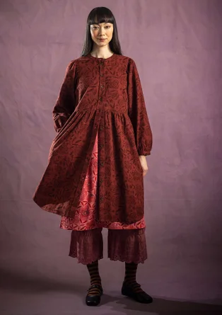 Gemustertes Kleid „Eternelle“ aus Bio-Baumwolle - curryrot-gemustert