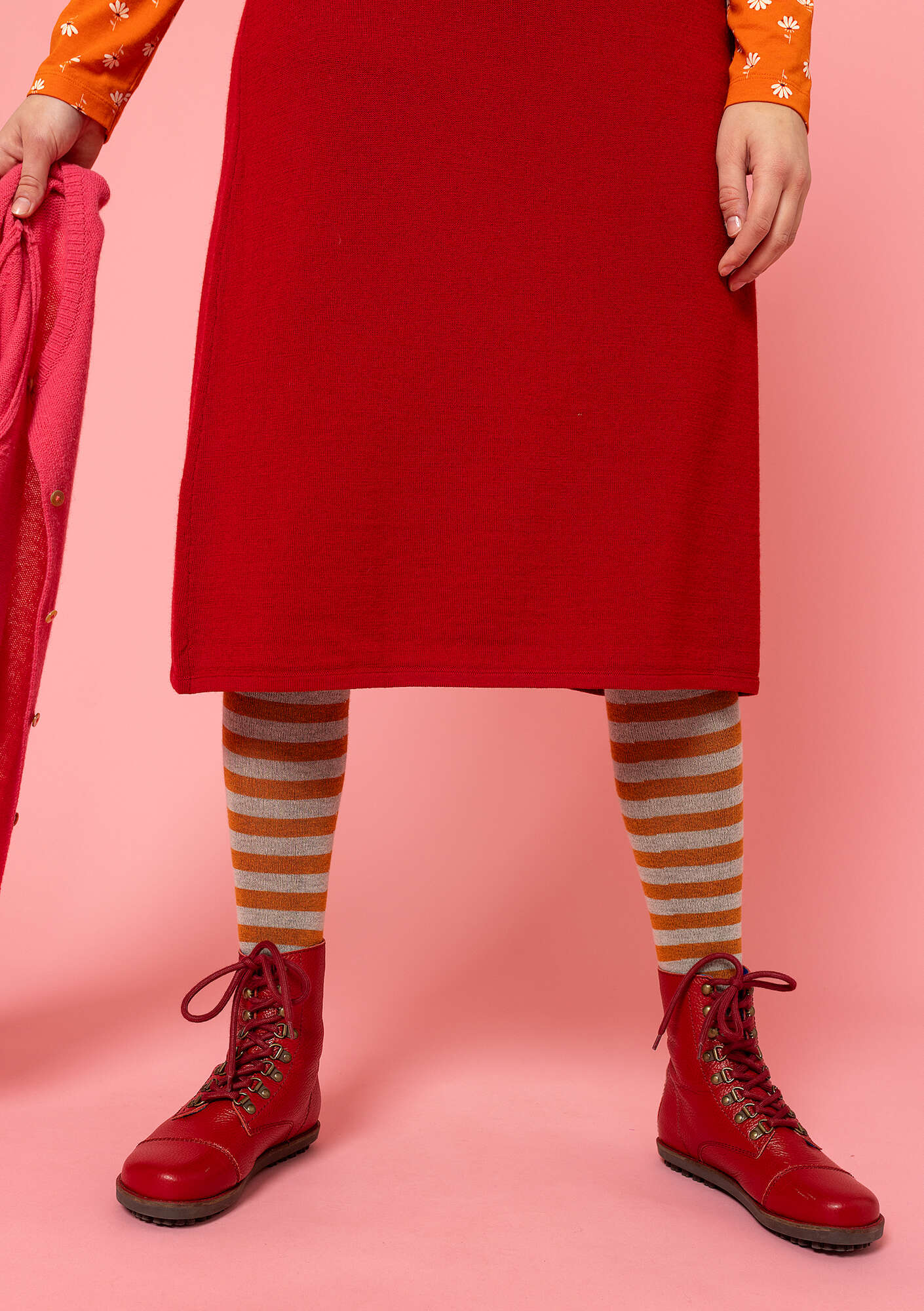 Knitted wool skirt poppy