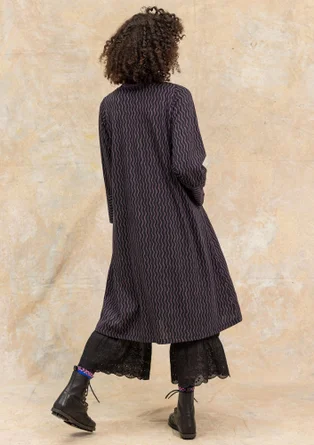 “Ellen” striped/solid-colour organic cotton/modal jersey dress - black/patterned