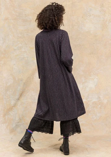 “Ellen” striped/solid-colour organic cotton/modal jersey dress - black/patterned