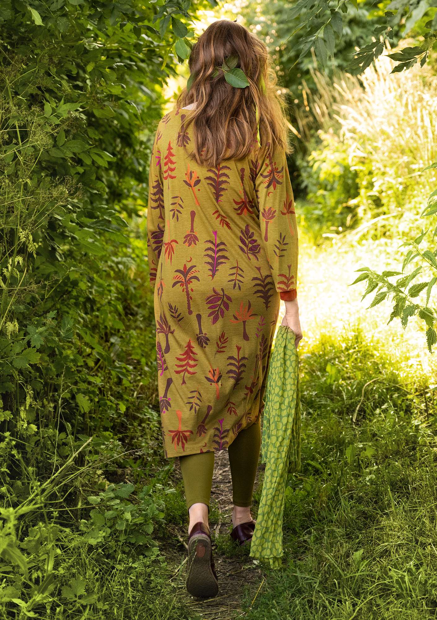 “Forest” jersey dress in organic cotton/modal ochre