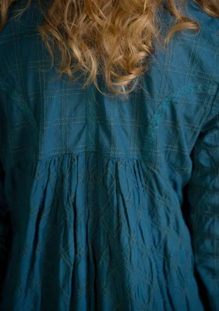 Robe "Helga" en coton biologique tissé - pétrole foncé