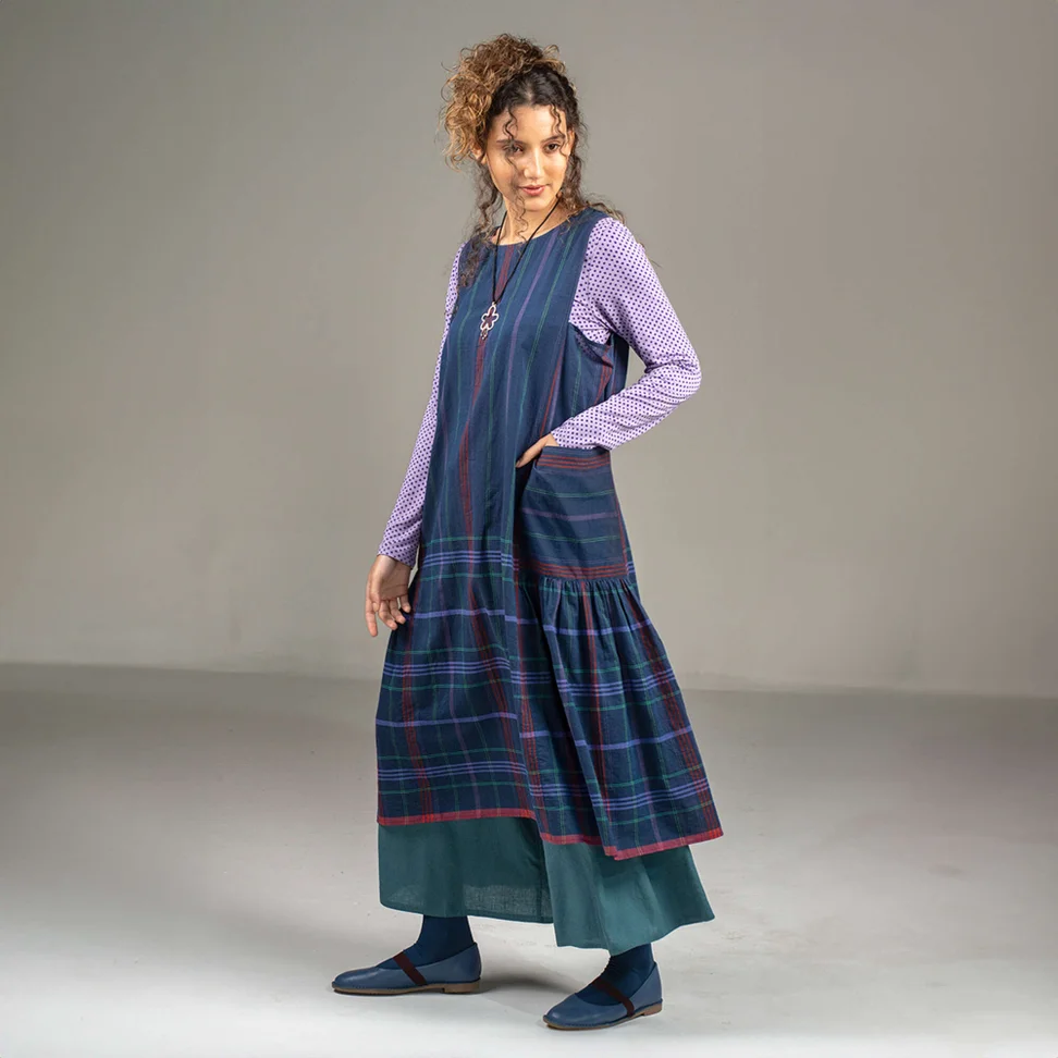 Robe "Kate" en coton biologique tissé - encre