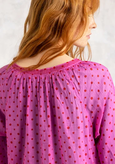 Vevd kjole «Lilly» i økologisk bomull - villrose