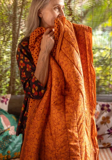 “Peru” block printed organic cotton throw - peach