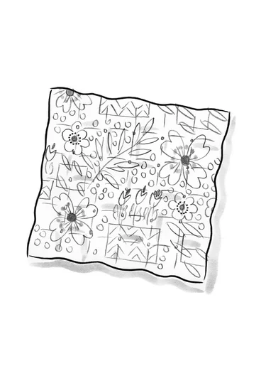 Gemustertes Stuhlkissen „Garden“ aus Leinen - erbsengrün