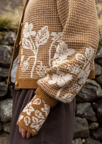 Geblümte Strickjacke „Hildur“ aus Wolle - messing-melange
