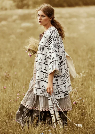 Kimono „Aditi“ aus Leinen - vanille