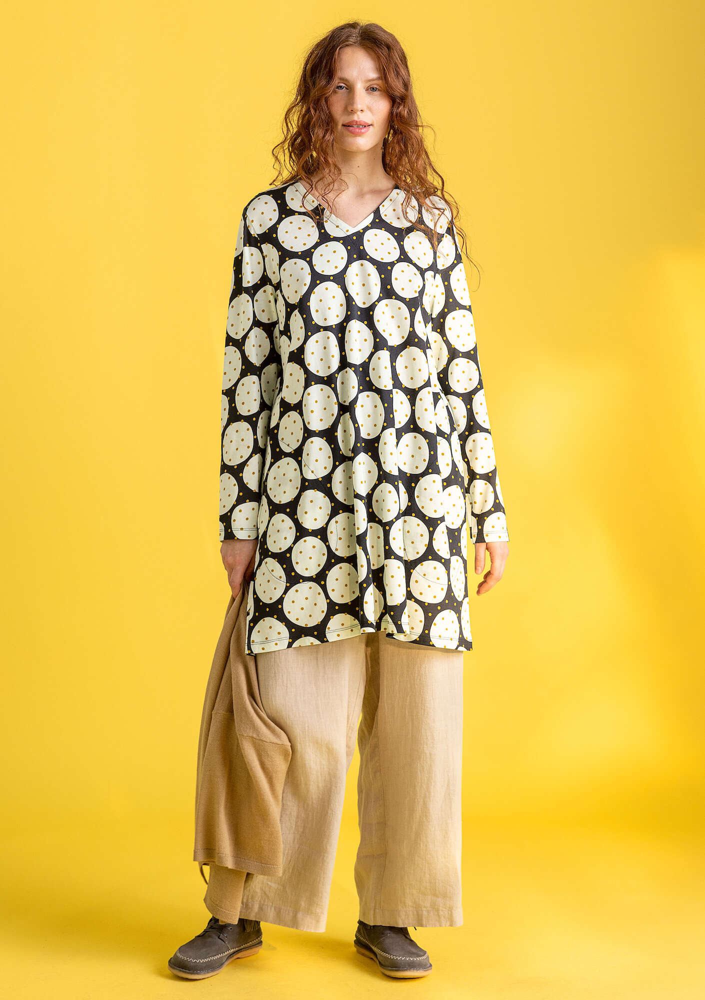 Tunique  Oriana  en jersey de coton biologique/modal noir/motif thumbnail