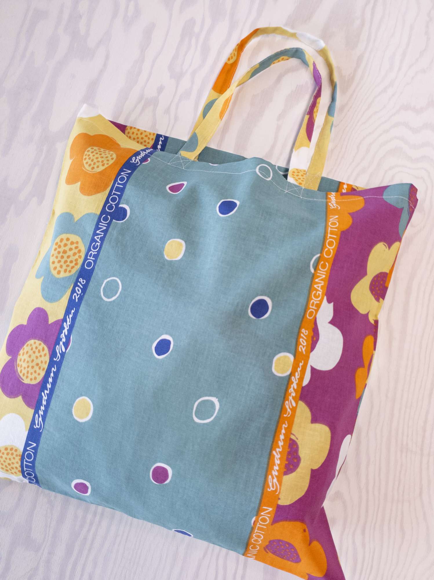 Fabric tote bag L patterned