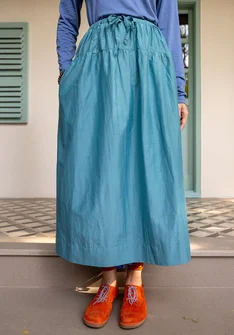 “Paris” woven organic cotton/silk skirt - turquoise