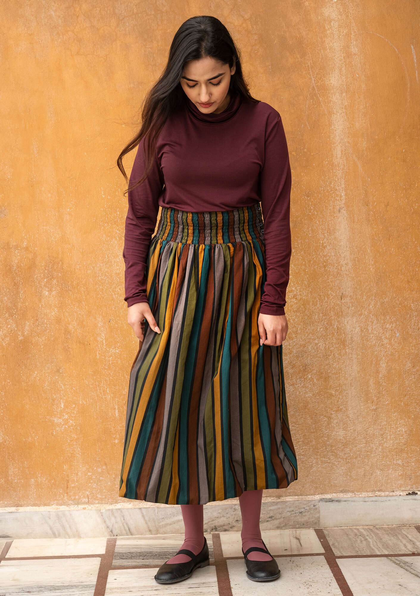 スカート Cotton Dramatic Gather SK bao-organic-cotton-drop-waist-