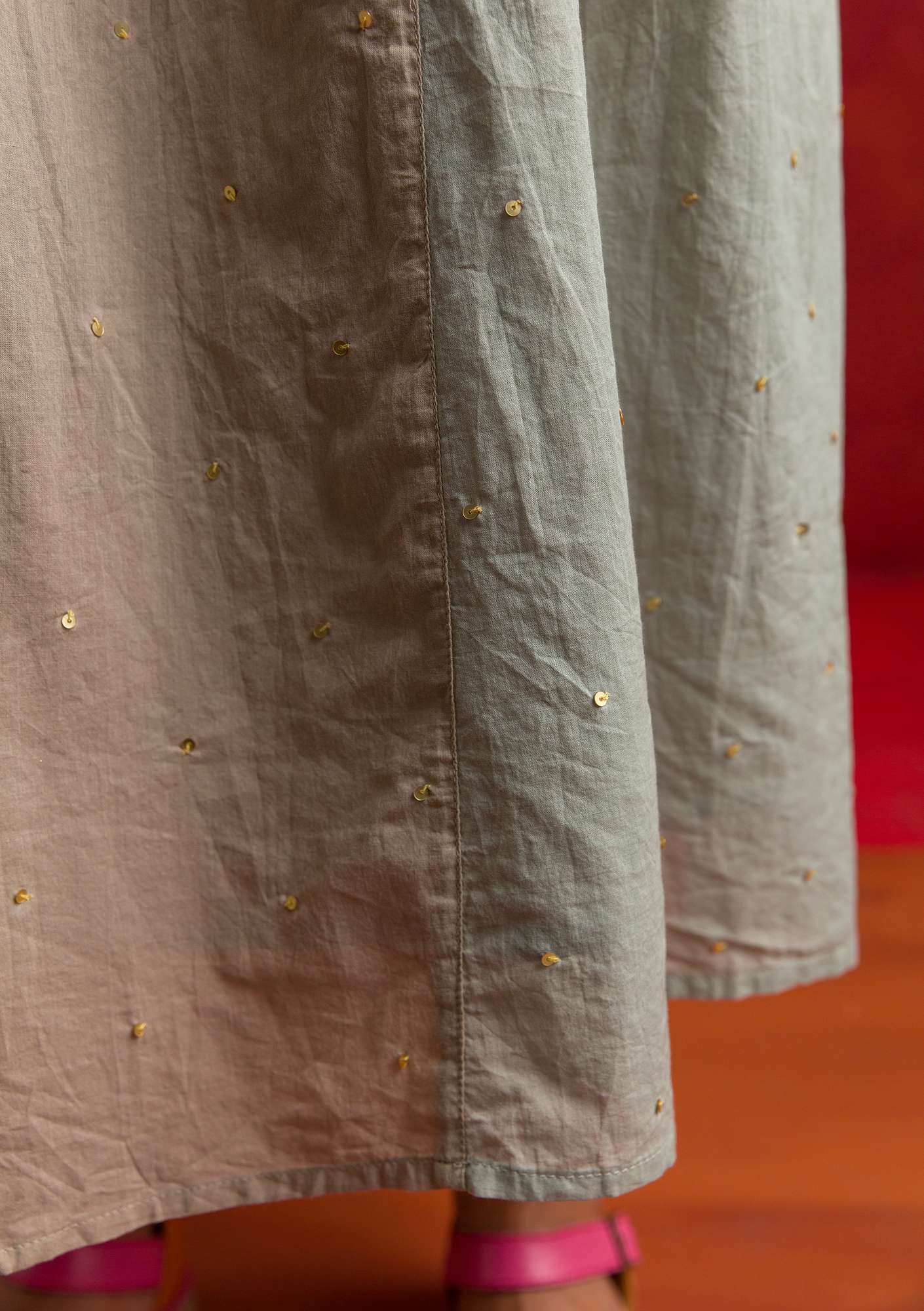 “Volcano  woven organic cotton skirt warm grey