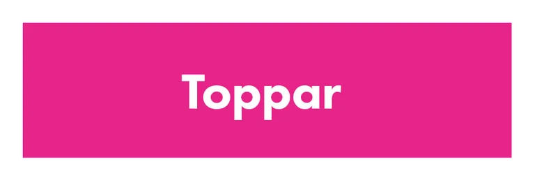 A pink card with “Tops” written in white.