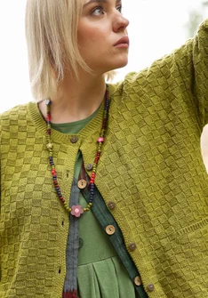 Collier "Mira" en os/bois recyclé - grenade