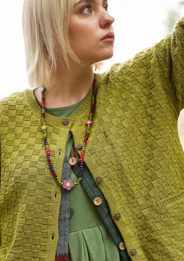 Kette „Mira“ aus Bein/Recyclingholz - granatapfel