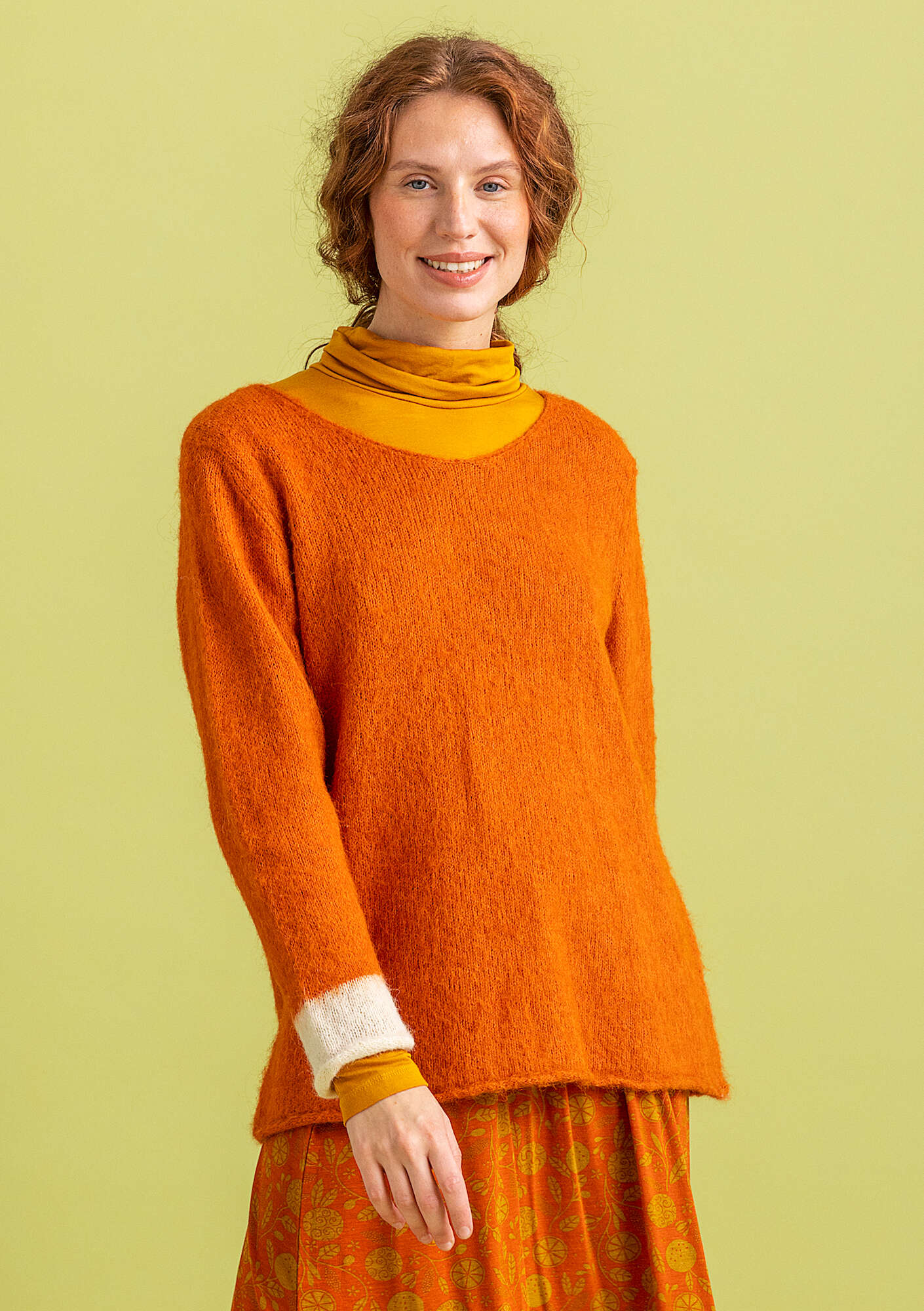 Pullover aus gebürstetem Alpakagemisch gebranntes orange thumbnail