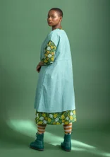 Ärmelloses Webkleid aus Bio-Baumwolle - aquamarin
