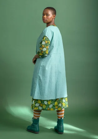 Ärmelloses Webkleid aus Bio-Baumwolle - aquamarin