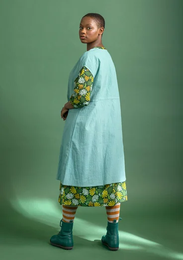 Ärmelloses Webkleid aus Bio-Baumwolle - aquamarin
